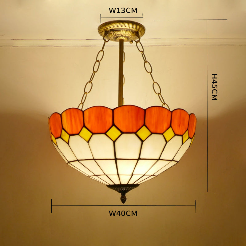 Glass Pendant Light, Simple Iron Tiffany Lamp, Living Room Light