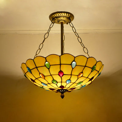 Glass Tiffany Lamp, Mediterranean Pendant Light, Bedroom Light