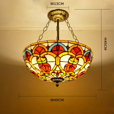 Glass Tiffany Lamp, Mediterranean Pendant Light, Bedroom Light