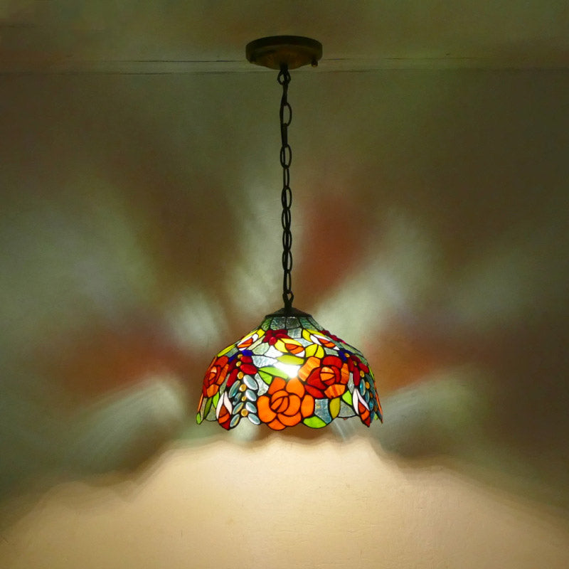 Glass Tiffany Lamp, Retro Pendant Light, Restaurant Light