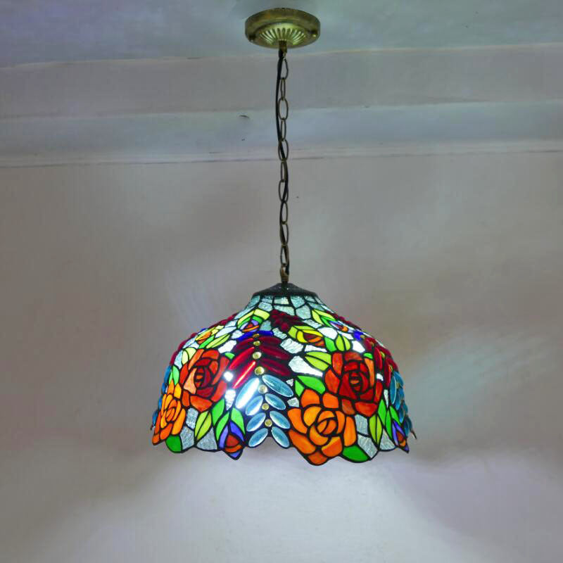 Glass Tiffany Lamp, Retro Pendant Light, Restaurant Light