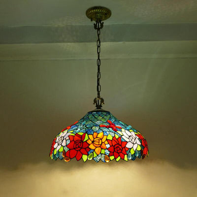 Glass Tiffany Lamp, Retro Pendant Light, Restaurant Light