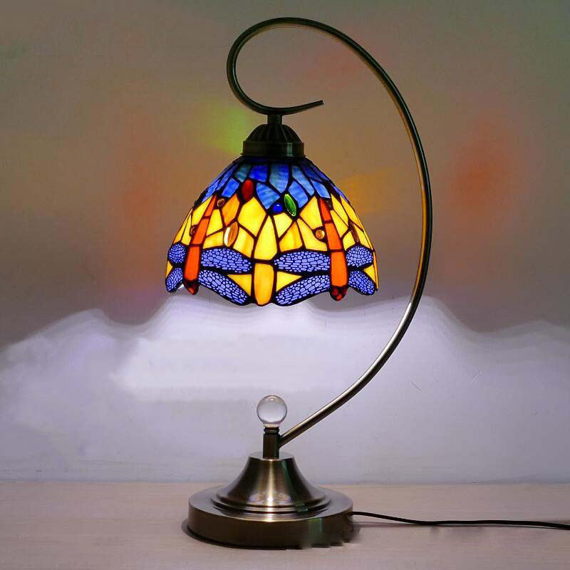 Glass Tiffany Table Lamp, American Style Reading Light, Bedroom Light