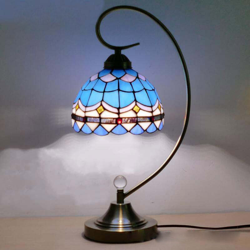 Glass Tiffany Table Lamp, American Style Reading Light, Bedroom Light