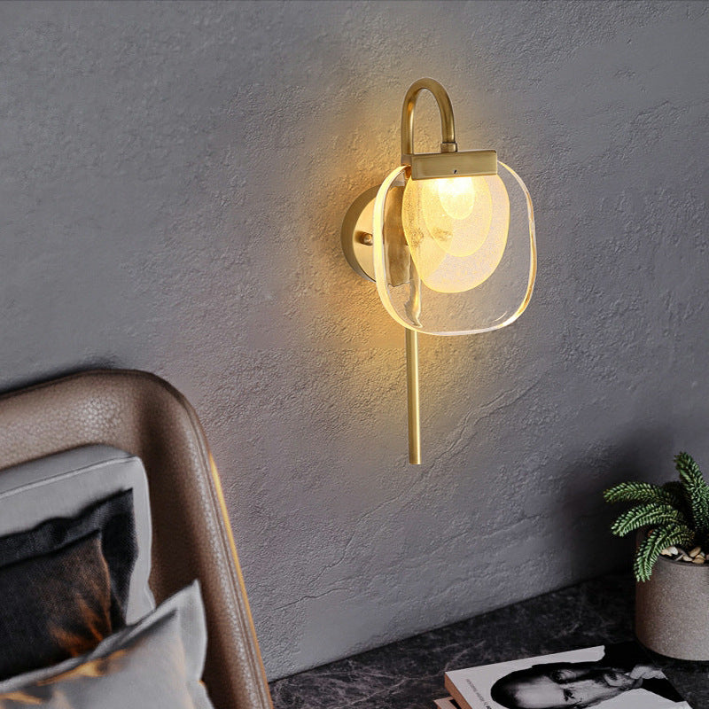 Glass Wall Light for Bedroom, Bedside Wall Light