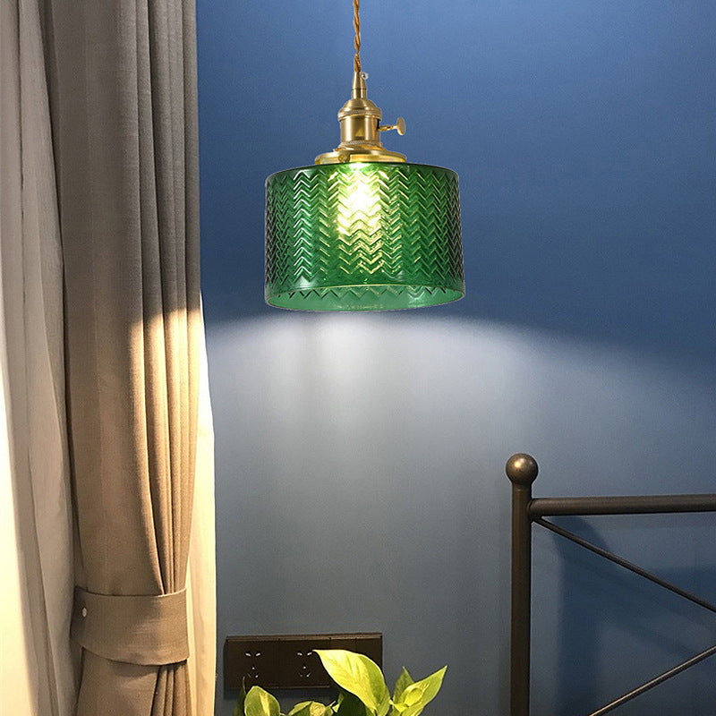 Green Glass Chandelier, Brass Pendant Light, Pendant Light Bedroom