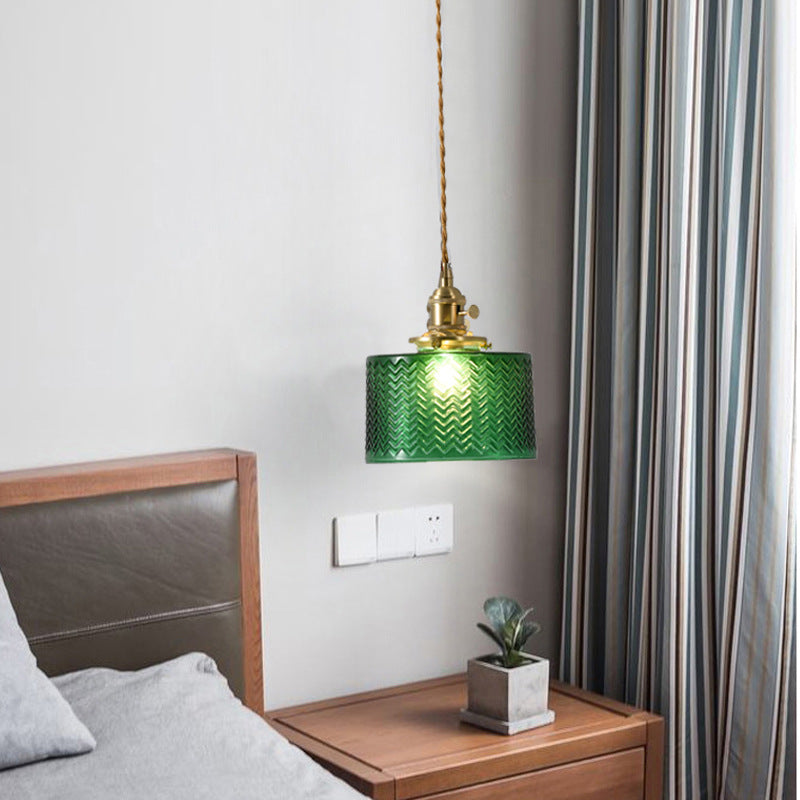 Green Glass Chandelier, Brass Pendant Light, Pendant Light Bedroom