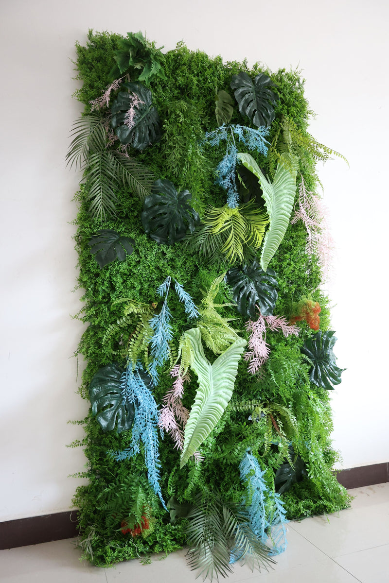 Green mixed grass wall Cloth Roll Up Flower Wall Fabric Hanging Curtain Plant Wall Event Party Wedding Backdrop