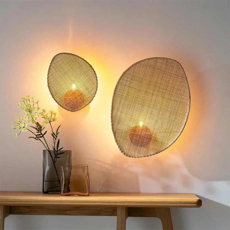 Handmade Wicker Wall Light, Wall Light for Living Room