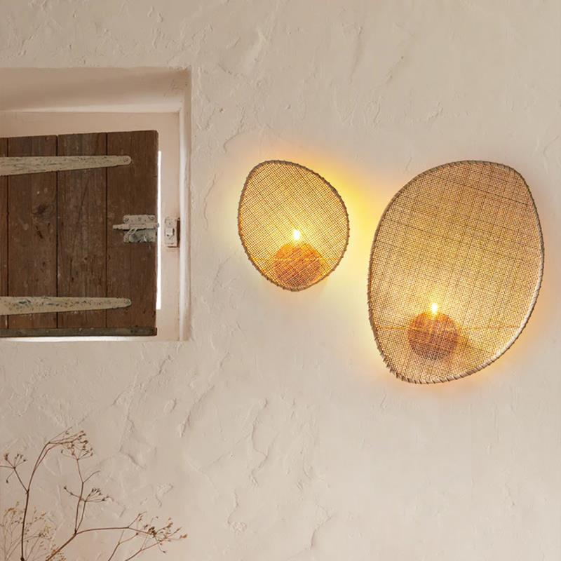 Handmade Wicker Wall Light, Wall Light for Living Room