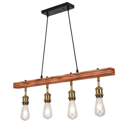 Industrial Hanging Light, Vintage Wooden Pendant Light