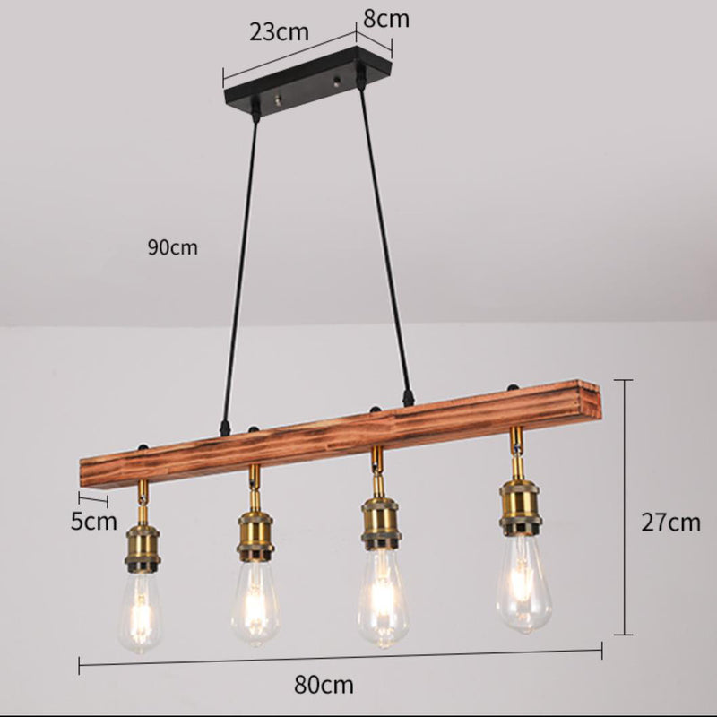 Industrial Hanging Light, Vintage Wooden Pendant Light