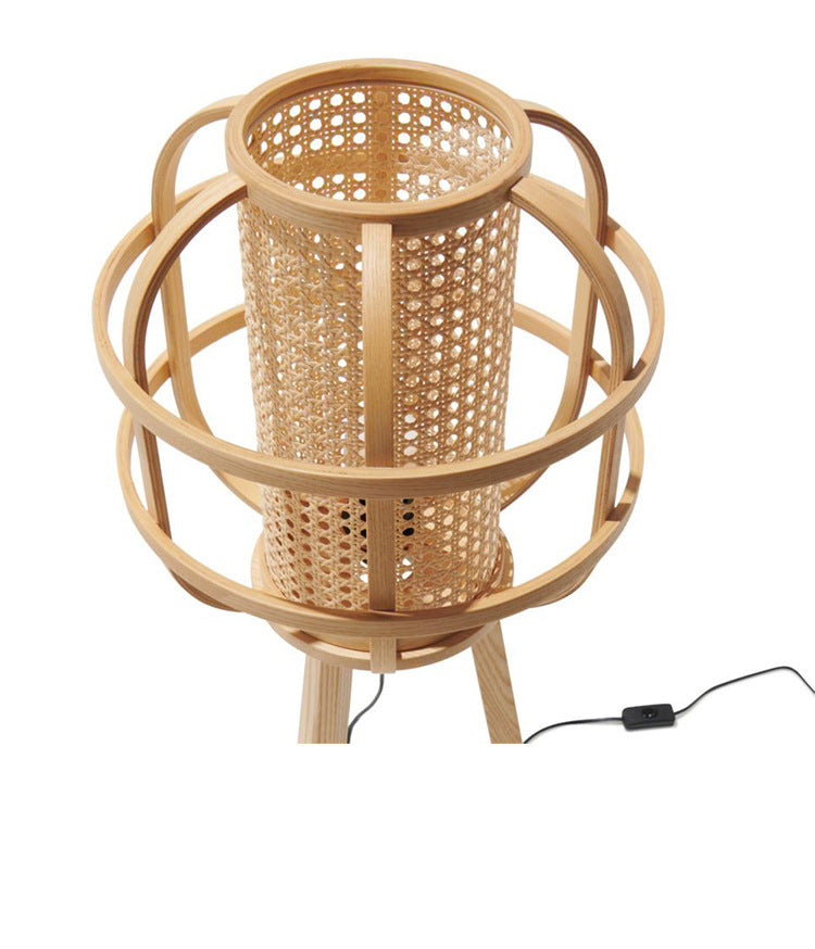 Japanese Simple Floor Lamp, Rattan Living Room Light, Bedroom Light