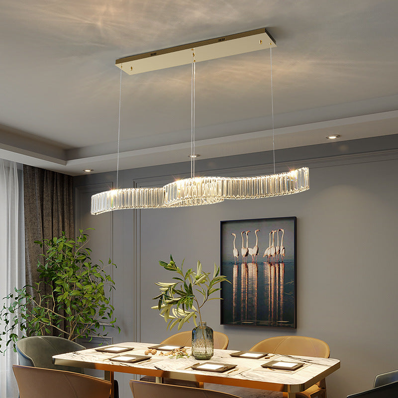 Long Strip Crystal Lamp, Pendant Light Bedroom