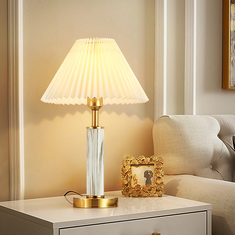 Marble Pleated Table Lamp, Table Lamp for Bedroom