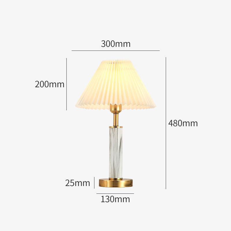 Marble Pleated Table Lamp, Table Lamp for Bedroom