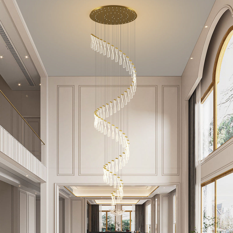 Modern Staircase Long Chandelier, Villa Duplex Loft Light