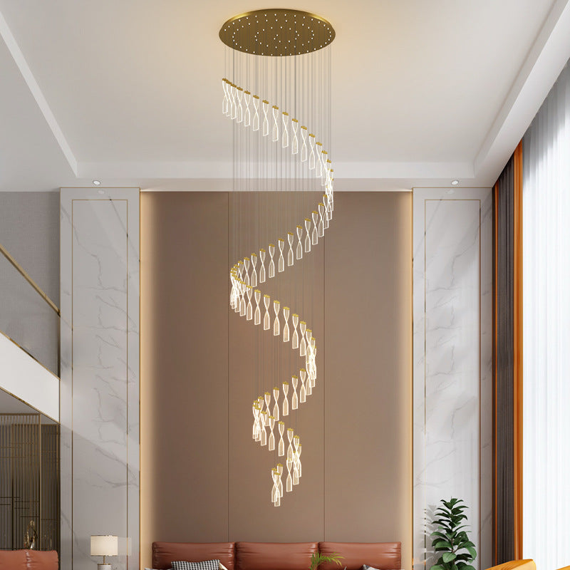 Modern Staircase Long Chandelier, Villa Duplex Loft Light