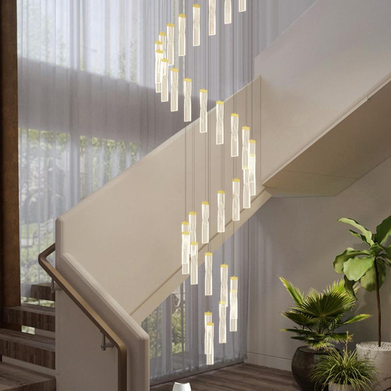 Modern Staircase Long Chandelier, Villa Duplex Loft Light