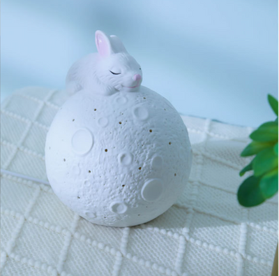 Moon Bunny Ceramic Night Light