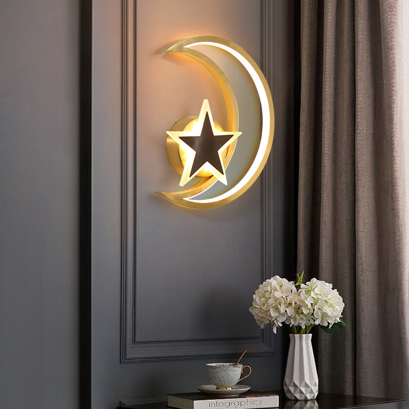 Moon and Star Wall Light, Bedside Wall Light for Bedroom