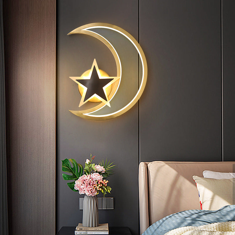 Moon and Star Wall Light, Bedside Wall Light for Bedroom