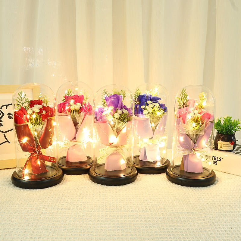 Forever Preserved Rose In Glass Dome, Flower Night Light