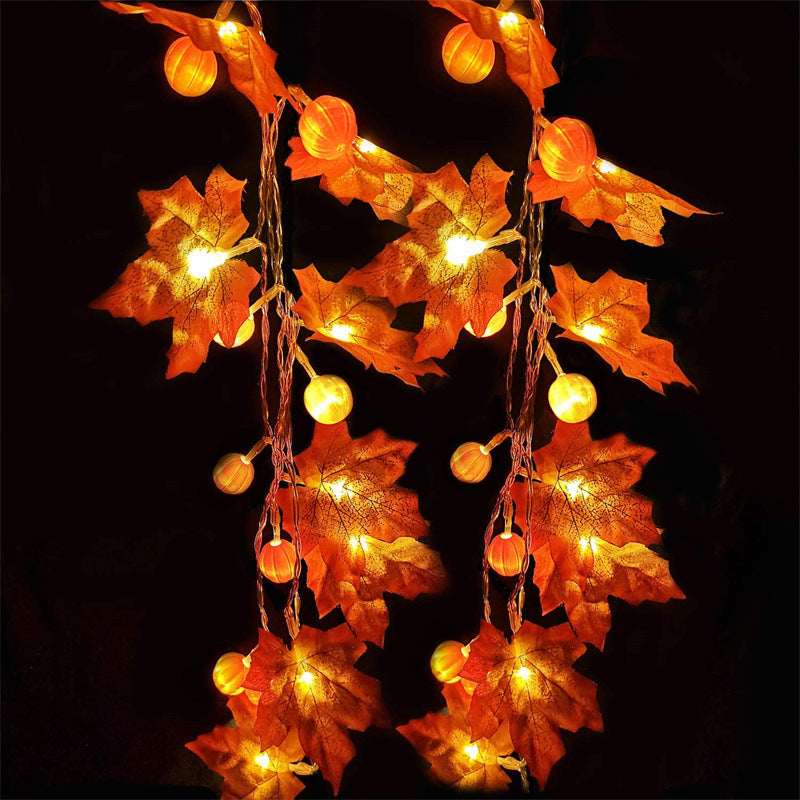 Fall Maple Pumpkin String Lights, Halloween Pumpkins Lights