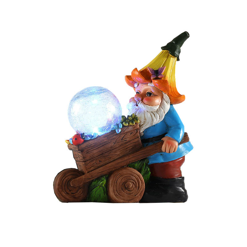 Solar Trolley Dwarf Magic Ball Ornament, Solar Christmas Light, Solar Garden Decoration