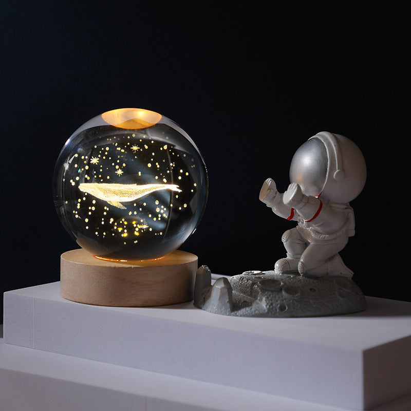 Crystal Ball, Whale Night Light With Astronaut