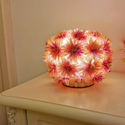 Chrysanthemum Flower Table Light With Crystal, Table Night Light