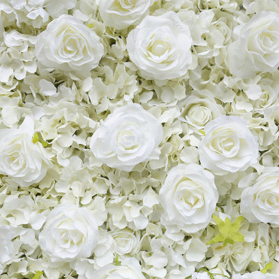 White Rose Hydrangea Cloth Flower Wall Rolling Up Fabric Peony Artificial Floral Wall Outdoor Wedding Backdrop Decor Birthday Party Props