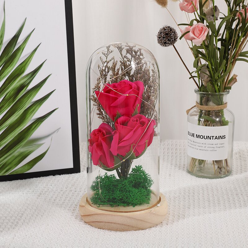 Forever Preserved Rose In Glass Dome, Flower Night Light