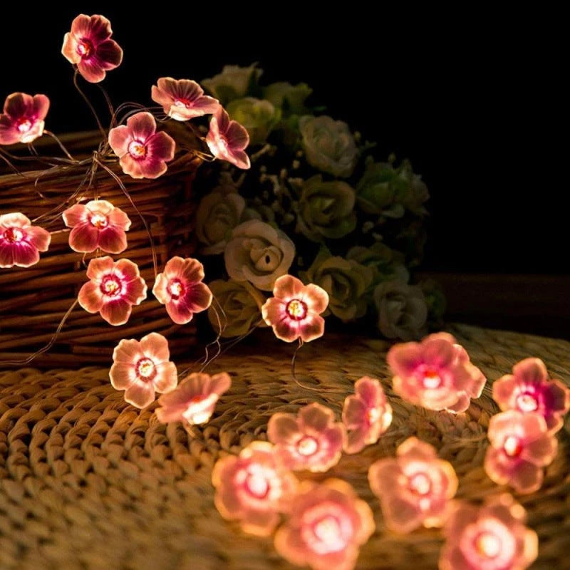 Cherry Blossom Flower String Lights Pink Fairy Lights for Girl Bedroom