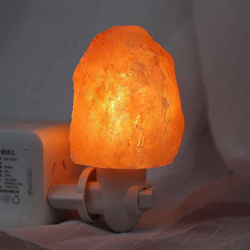 Plug In Salt Night Light, Mini Hand Carved Himalayan Salt Light