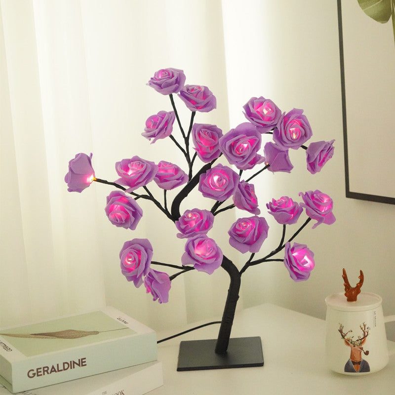 Rose Tree Night Light, Table Night Light Wtih 24 Lights