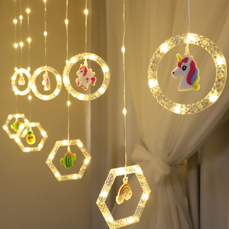 Ring Lights with Ornament Toy LED Curtain Lights String Lights