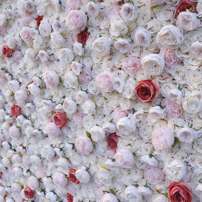 5D White Pink Roses Light Pink Land Lily Flower Wall Arrangement Roll Up Cloth Floral Wall Wedding Backdrop Decor Plant Wall