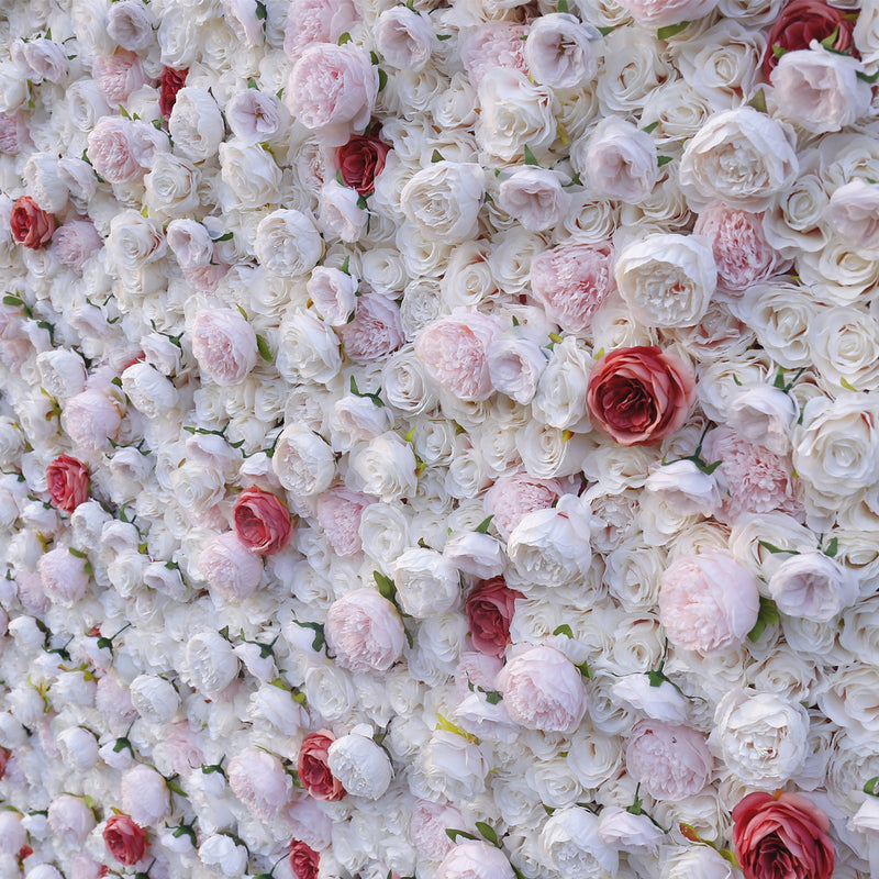 5D White Pink Roses Light Pink Land Lily Flower Wall Arrangement Roll Up Cloth Floral Wall Wedding Backdrop Decor Plant Wall