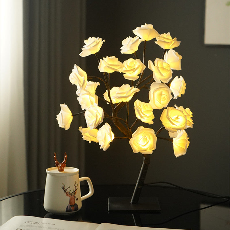 Rose Tree Night Light, Table Night Light Wtih 24 Lights