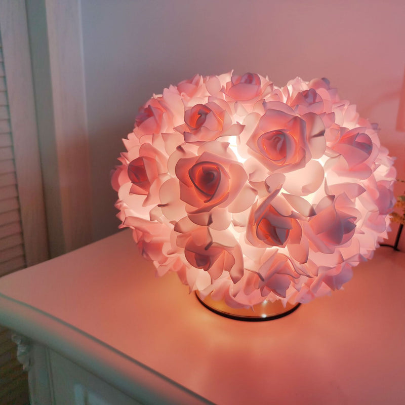 Rose Flower Table Light With Crystal, Table Night Light