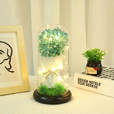 Forever Preserved Gypsophila In Glass Dome, Flower Night Light