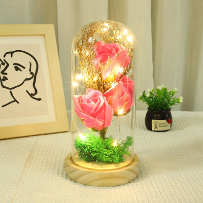 Forever Preserved Rose In Glass Dome, Flower Night Light