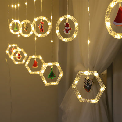 Ring Lights with Ornament Toy LED Curtain Lights String Lights