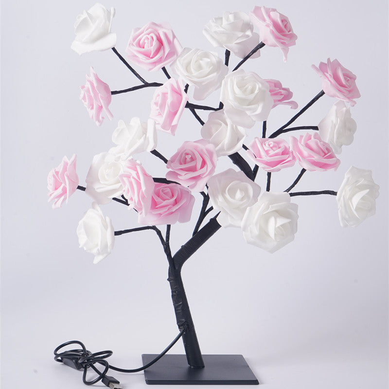 Rose Tree Night Light, Table Night Light Wtih 24 Lights