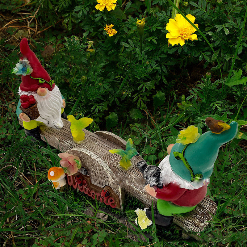 Solar Garden Ornament, Solar Whitebeard Dwarf Rocker Light, Solar Garden Decoration