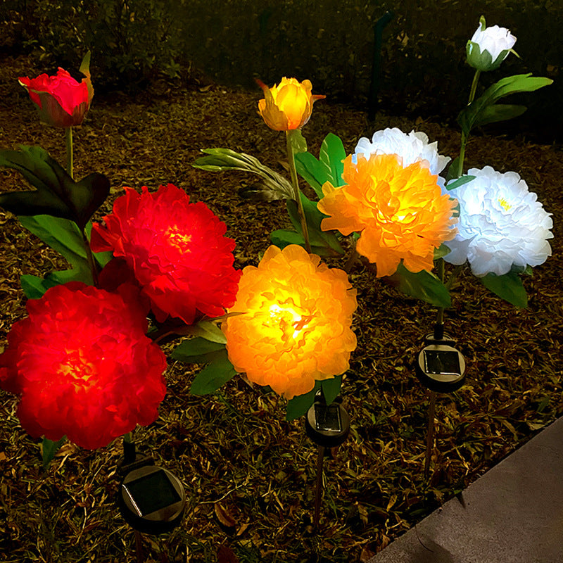 Solar Garden Light, Solar Peony Flower Light, Solar Garden Decoration - Set Of 2