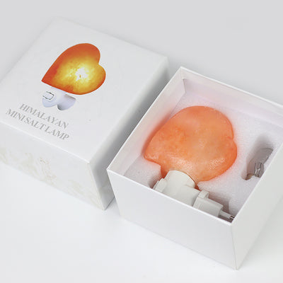 Plug In Salt Night Light, Mini Hand Carved Himalayan Heart Salt Light