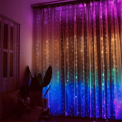 Rainbow Color Window Curtain String Light Fairy Lights