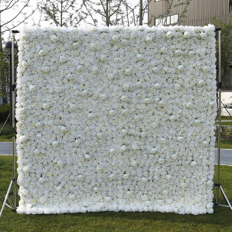 White Rose Peony Hydrangea Cloth Roll Up Flower Wall Fabric Hanging Curtain Plant Wall Event Party Wedding Backdrop